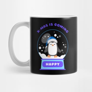 Xmas Is Coming Happy Penguin (Blue) Mug